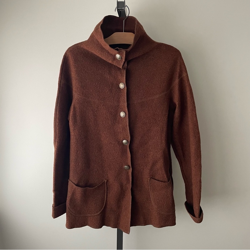 90s Vintage Susan Savill Collection 100% Wool Boiled Jacket Felted Metal Buttons